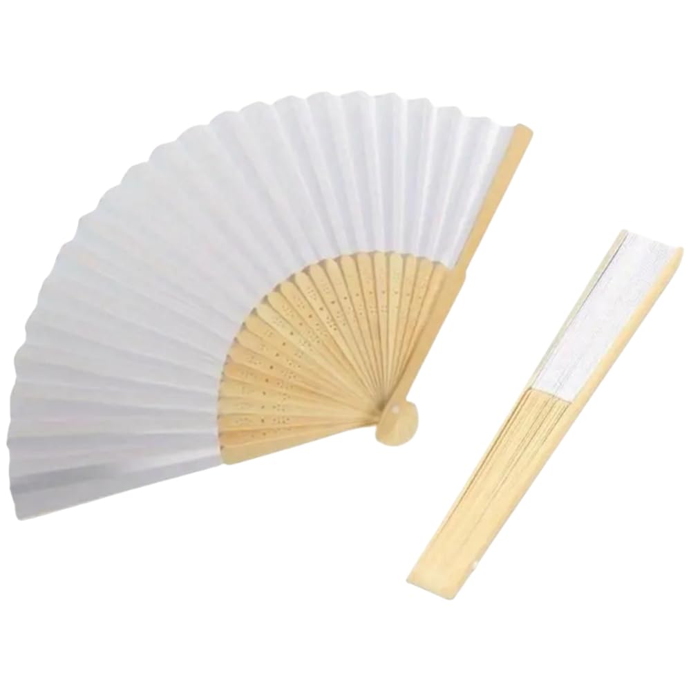 Set di 12/60/120/240 pezzi di VENTAGLI di Legno Bambu' E Carta Bianca per Matrimoni Wedding Sposa Eventi SEGNAPOSTO Chiesa (240)