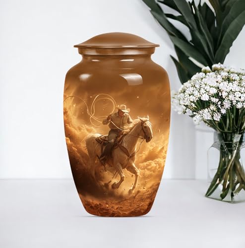 Image of Cowboy Urn - Urns for Ashes - Urns for Ashes Adult Female - Urns for Ashes Adult Male - Urns for Human Ashes Adult Female - Urns for Cremation Ashes (10 inch Pack of 1)