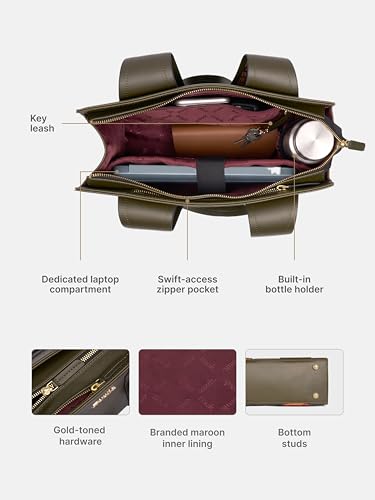 Image of ZOUK Kalki Office Bag for Women |Vegan Leather | Twin Gadget Compartments | Fits 13-Inch Laptop + iPad | Concealed Zipper Pocket
