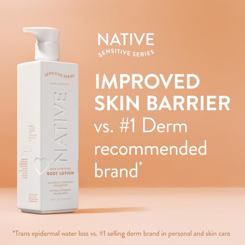 Native Sensitive Body Lotion, 48H Hydration for Soft Skin, Hypoallergenic Fragrance, Free from 81 Known Allergens, Naturally Derived Ceramides, Bare Coconut Scent, 18 Fl Oz - image 3