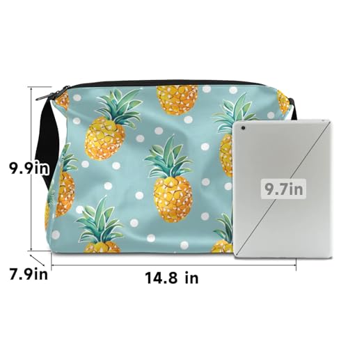 Leather Travel Duffle Bag for Women Men, Polka Dots Pineapple Small Sports Gym Bag Weekender Overnight Bags Underseat Carry on Luggage Bags for Airplanes, Personal Item Travel Bag,B-8504