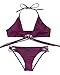 MOOSKINI Women 2 Piece Push Up Bikini Solid Color Swimsuit Bikini Set (M(US Size 4-6), B866RE)