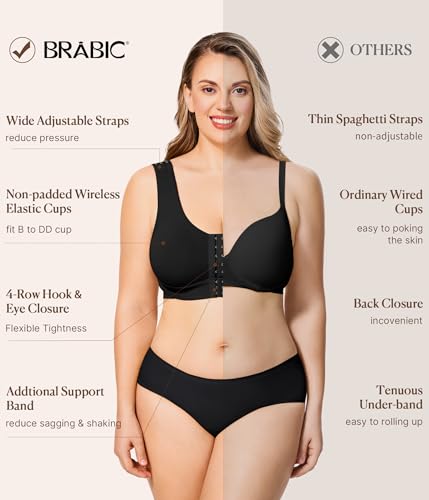 BRABIC Front Closure Bras for Women Post Surgery Compression Mastectomy Surgical Support Wireless Full Coverage Bra4