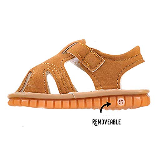 Image of SOFMUO Baby Boys Girls Closed Toe Squeaky Sandals Toddler Summer Shoes | Soft Non-Slip Rubber Sole,Closed Toe Protection,Adjustable Strap,Squeaky Design,Summer Outdoor Prewalkers