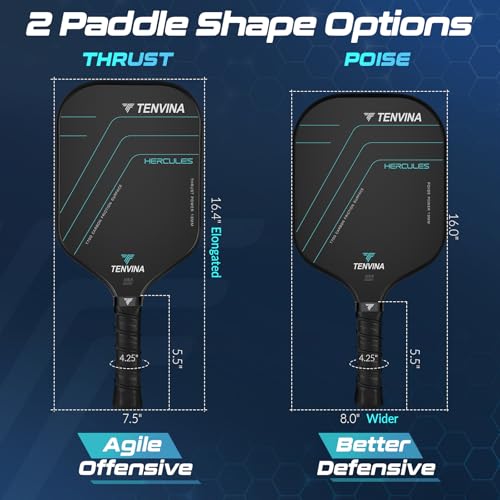 Image of TENVINA Pickleball Paddles, Multi-Layer T700SC Textured Carbon Fiber Pickleball Paddle, Pickle Ball Paddle with Strong Spin & Power Surface, 4-Types of Shapes and Thicknesses, USAPA Approved