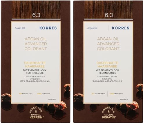 Tinte Korres Argan castaño claro 5.0 permanente en pack de 2 unidades de 145 ml