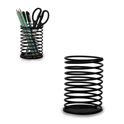 Image of Wire Pencil Holder for Desk | Spring Shaped Pen Cup Holder & Pencil Cup Organizerfor Desk | Multipurpose Cute Pen Holders & Countertop Toothbrush Holders | Unique Stationary Organizer for Desks