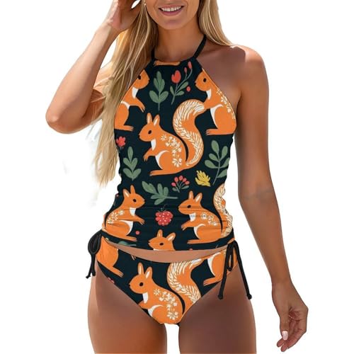 Women's Tummy Control Tankini Set Slimming Swimsuits Adjustable Drawstrings Bathing Suit Swimwear