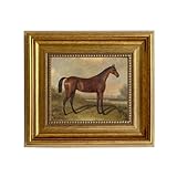 Schooner Bay Co. – William Barraud Hunter in Landscape Oil Painting Print on Canvas in Antiqued Gold Frame Home Wall Art Décor Equestrian Horse Ready To Hang (8-1/2' x 9-1/2', Antiqued Gold Frame)
