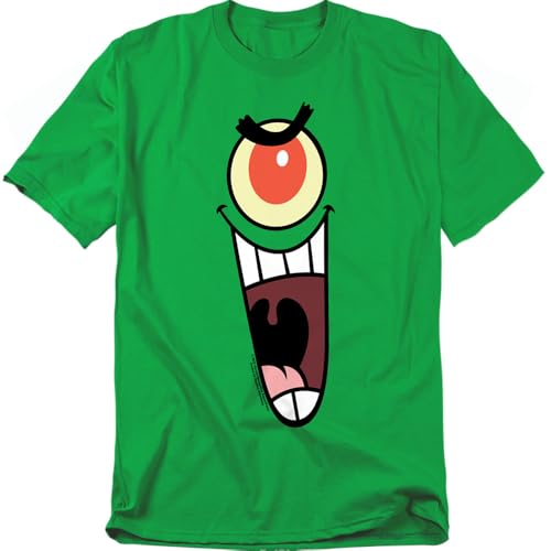Popfunk Classic Spongebob Plankton Sinister Face Unisex Adult Halloween Costume T Shirt Kelly Green X-Large