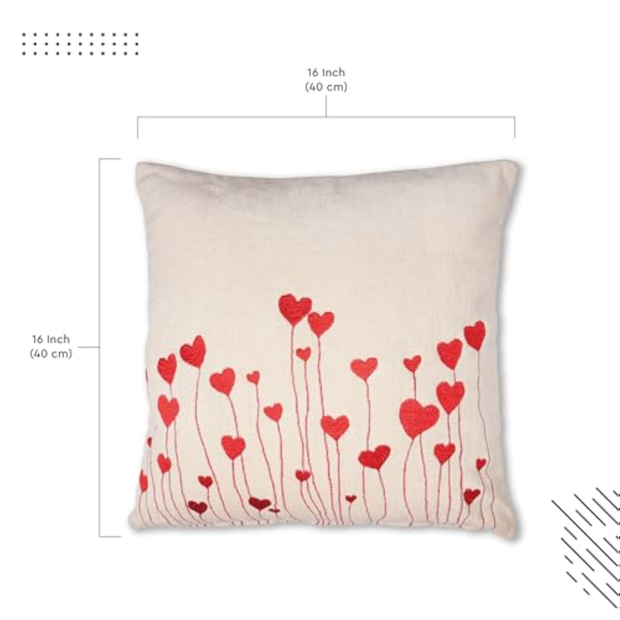 Soft Embroidered Chenille Cushion Covers, Red