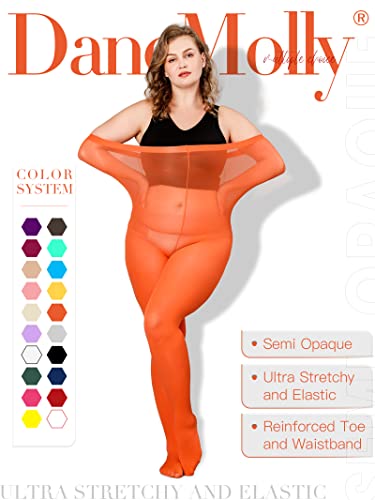 Image of DancMolly Plus Size Tights for Women, Control Top Semi Opaque Nylon Pantyhose High Waist