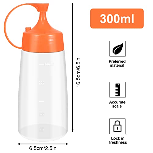 Naapesi 3 PCS Plastic Squeeze Bottles, 300 ml Squeeze Condiment Bottle with Cap and Scale, Squeeze Sauce Dispensing Bottles - Image 2