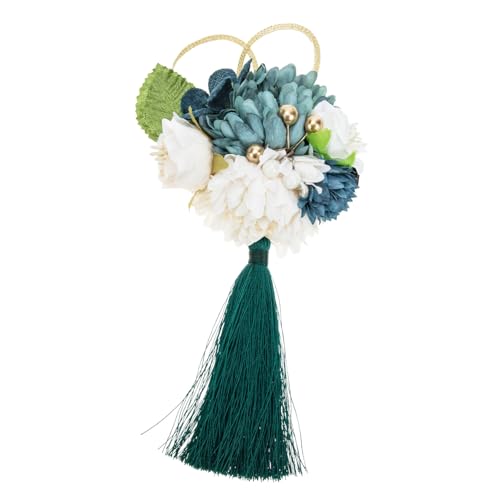PAMINGONO 和風手作りヘアアクセサリー 女性用ヘッドバンド ドレスアクセサリー 弓のヘアクリップ ベビーヘアアクセサリー 花のかんざし 女性シルクフラワークリップ ファブリック Green