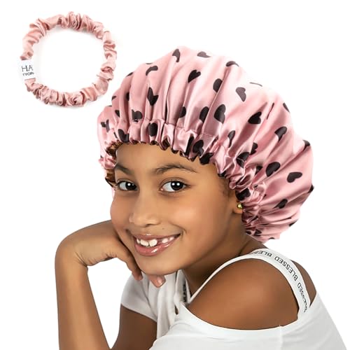 Image of Stain Bonnet Silk Sleep Cap Adjustable Satin Cap for Night Sleeping Hair Bonnet Reversible Double Layer