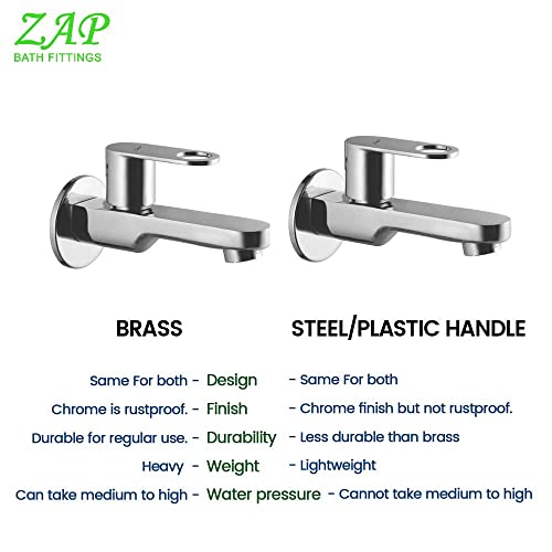 Image of Zap GEO Homeware Brass Long Body Taps with Foam Flow for Kitchen Sink and Bathroom with Wall Flange /Wall Mounted Bib Cock /Taps for Washing Area