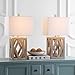 SAFAVIEH Lighting Collection Turner Rustic Farmhouse Brown Rectangle Shade 25-inch Bedroom Living Room Home Office Desk Nightstand Table Lamp Set of 2 (LED Bulbs Included)