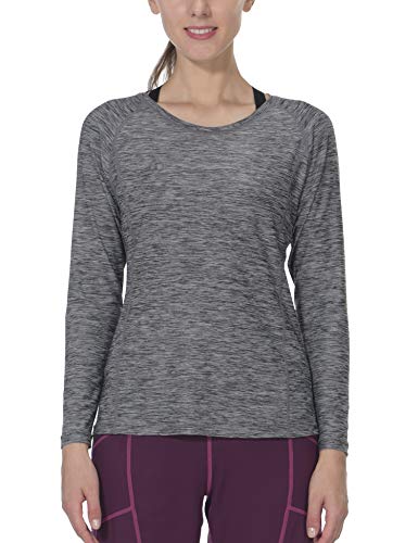 Little Donkey Andy Women's Long Sleeve UPF 50+ Quick Dry Lightweight Yoga Workout Running Sports T-Shirt Top Black M