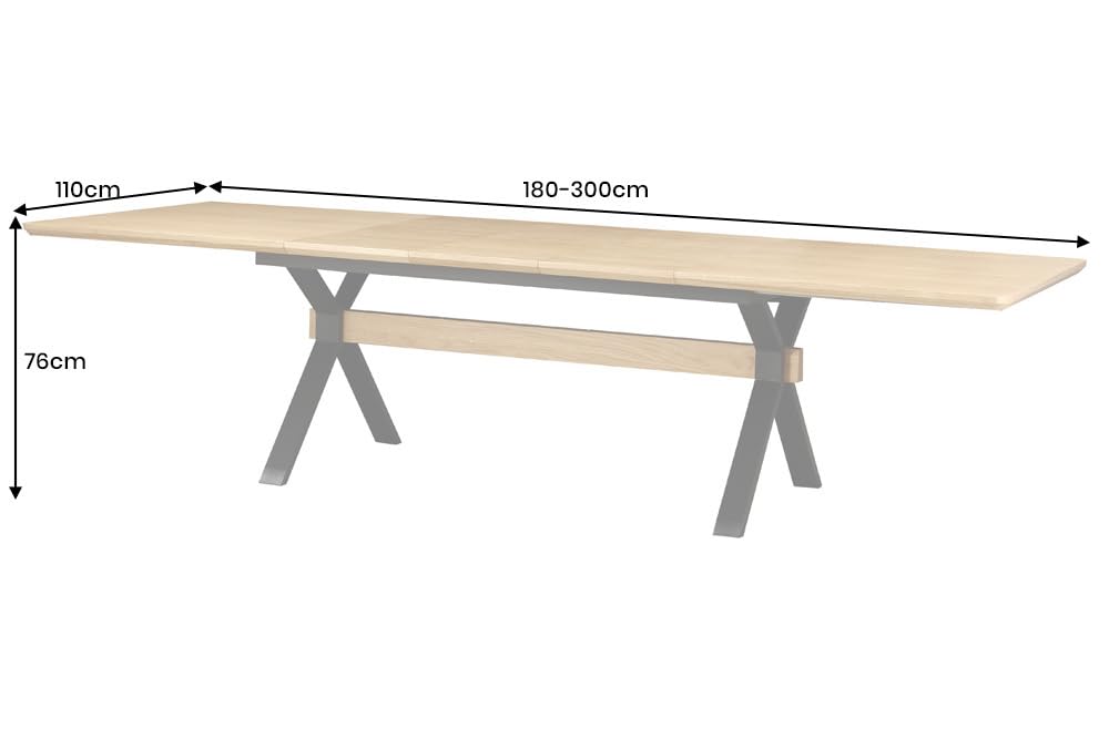 Riess Ambiente Esstisch Giant - 180-220-260-300x110cm - Natur - Metall