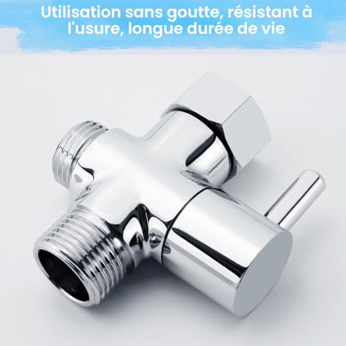 Robinet WC 3 Voies, Soupape Laiton Vanne Dérivation de Bras Douche Entrée supérieure G3/4" Sortie inférieure G3/4" (25mm) Sortie latérale G1/2" (20mm) pour Toilettes Salles de Bains Cuisines – vue 5