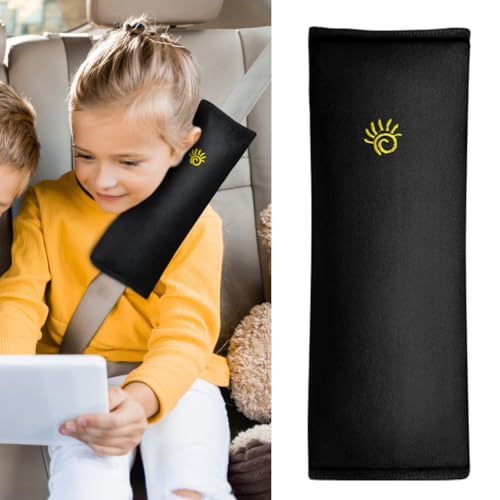 URAQT Guaine per Cintura di Sicurezza, Imbottitura per Cintura di Sicurezza, Cuscino Cintura Sicurezza Cuscino Cintura Auto Ideale Come Cuscino Supporto per la Testa per Adulti e Bambini(Nero)