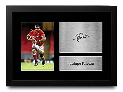 Photo signée Taulupe Faletau Wales rugby A4 encadré pour éviter les posters abîmés de supporters