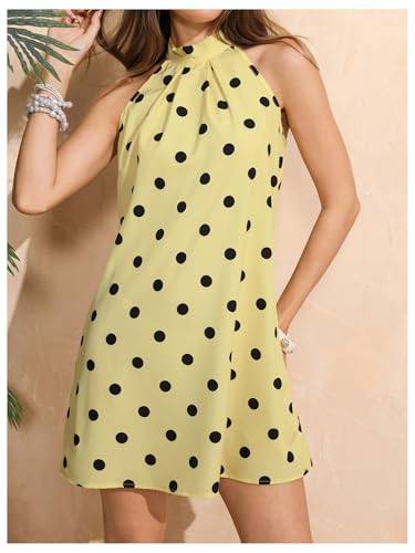 Image of Floerns Women's Sleeveless Floral Print Sundress Halter Neck A Line Short Dress