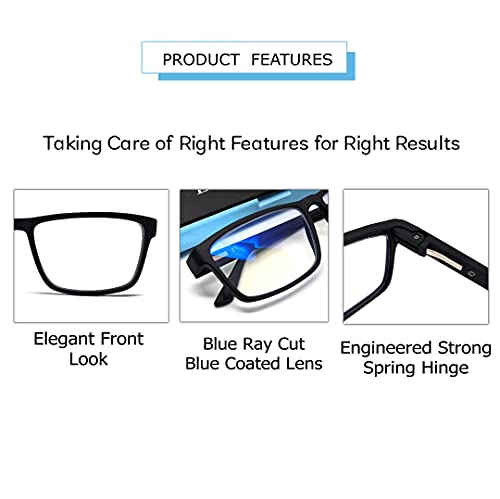 Image of EFERMONE Blue Ray Cut Light Filter Computer Glasses With Antiglare For Eye Protection (Zero Power,Blue Coated)