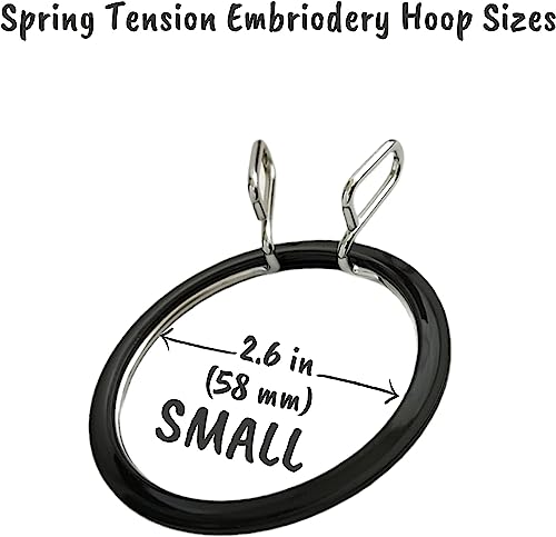 Image of Nurge Metal Embroidery Hoops - Premium Spring Tension Embroidery Hoop for Cross Stitch - Durable Ring with Quick Release Safety Clip - Ideal for Crafters,Beginners & Professionals - Black - Small