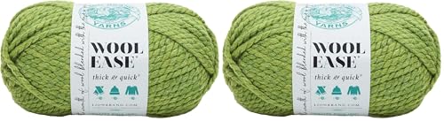 Image of Lion Brand Yarn Wool-Ease Thick & Quick Yarn, Soft and Bulky Yarn for Knitting, Crocheting, and Crafting, 1 Skein, Grass (Pack of 2)