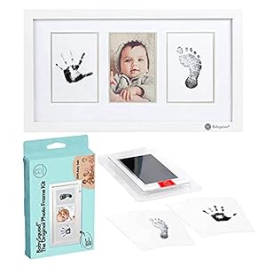 BabySquad Baby Prints Newborn Handprint and Footprint Photo Frame Keepsake Kit, 13.5 x 7 INCHES (Large Size), Mess-Free…