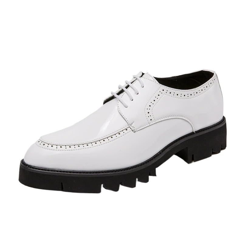 Men's British Style Lace-Up Platform Leather Oxfords Business Casual Dress Shoes