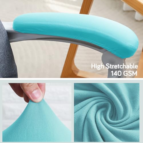 Image of HOKIPO 'SereneSolids' 140 GSM Armrest Covers for Office Chair (Elastic Style), 1 Pair, Sky Blue (AR-5933-SBLU)