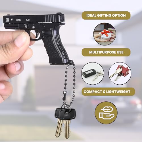 Image of Glock Metal Keychain 1:3 Miniature Model | Functional Slide & Removable Magazine | Working Trigger | Key Chain | Durable Metal Build | Collectible Model | Gift Item | (Black)