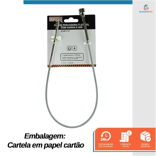 Chave Pescadora Flexível 2 em 1 com Garra e Imã 61 cm Ferramenta para Alcance em Locais de Difícil A