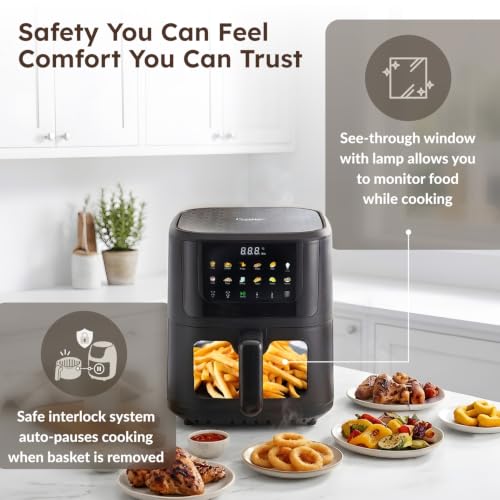 Image of Prestige Crystachef 5.5L 1350W Air Fryer Black |11 Preset Menu Option|See Through Window|Safety Interlocking|Specially Designed Frying Basket| Upto 80% Less Oil|1 Year Warranty