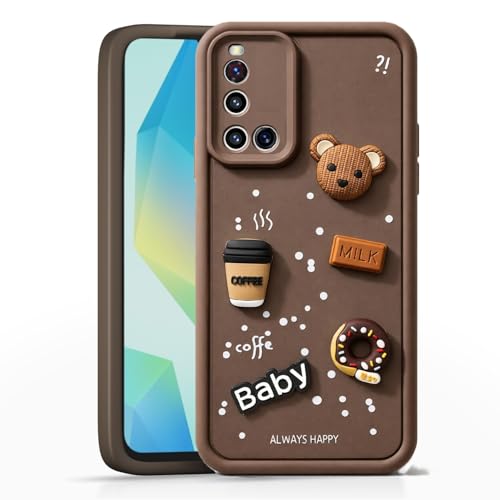 Image of Bintage Case Ball Bear| Donut| Milk Cake| Baby| Coffee Rubber Case Camera Protection Back Cover Compatible for Vivo V19 - Brown