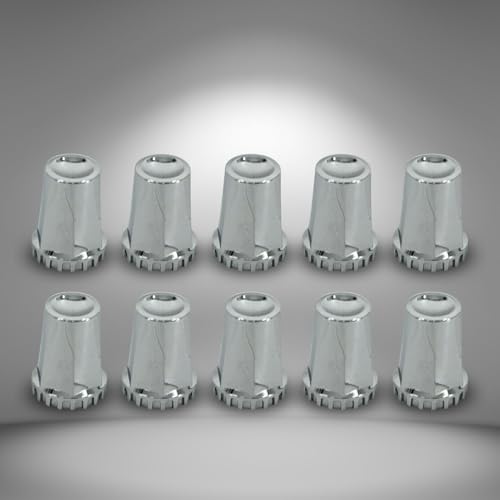 TORQUE Starlight 10 pcs of 33mm Chrome Standart Screw-on Lug Nut Covers for Volvo (VNL) & International & Peterbilt & Kenworth & Mack & Freightliner (Cascadia, Columbia, M2, FLD) Semi Trucks (TR635)