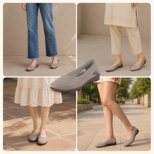 Image of FAUSTO Women Stylish Backless Casual Ballets | Low Heel Cut-Out Slip-On Ballerinas | Comfortable Walking Flats Sandals | Memory Cusion Insole
