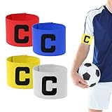 4 PCS Captain Armbands for Soccer Training, Unisex Elastic Soccer Captain Armband Elastic-Arm Band Team Sport Armbands Elastic Protective Arm Badge for Basketball Volleyball Team, Multicolor
