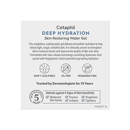 Cetaphil Deep Hydration Water Gel, 1.7 Oz - 72Hr Face Moisturizer For Dry, Sensitive Skin With Hyaluronic & Polyglutamic Acid, Fragrance-Free #TOP2