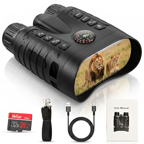 Image of 4K Night Vision Goggles for Adults, Night Vision Binoculars with 10X Optical Zoom 3-Inch HD Screen, for Hunting Wildlife Observation Security, Auto-Focus, Infrared, Waterproof.