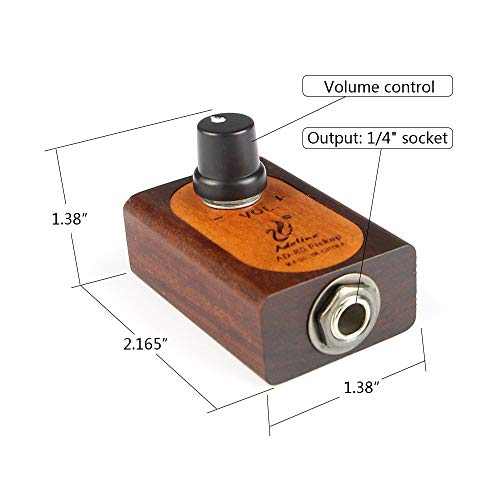Adeline Piezo Transducer Pickup Very Convenient For Acoustic Classical Guitar Ukulele Violin Cello Mandolin Banjo Etc,The Sound Clear,Warm And Crisp.with Volume Control, No Guitar Drilling #TOP3
