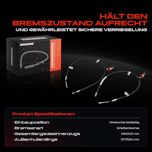 Frankberg 2x Handbremsseile Scheibenbremse Hinten Links Rechts Kompatibel mit Captiva C100 C140 2.0L-3.2L 2006-2018 Antara L07 2.0L-3.2L 2006-2024 Replace# 96879437