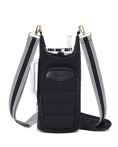 sportsnew Water Bottle Carrier Bag Fits up to 1.2L/40oz Bottles with Phone Pocket RFID Card Slot and Adjustable Strap Lightweight Water-Resistant Puffy Water Bottle Holder for Walking Gym Travel