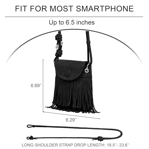 Sunwel Fashion Mini Fringe Purse Small Phone Bags for Women Western Cell Phone Wallet with Zipper Pockets4