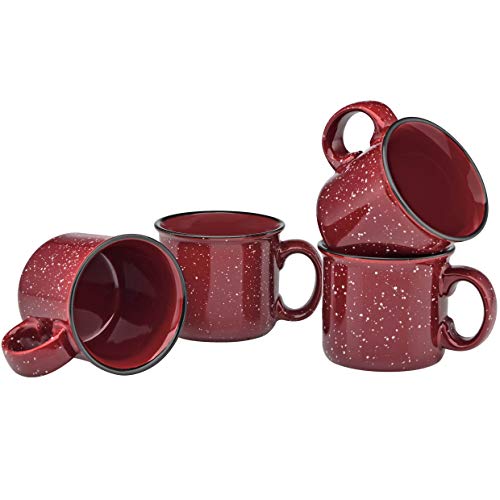 Culver 14-Ounce Campfire Ceramic Mug Set of 4 (Burgundy)