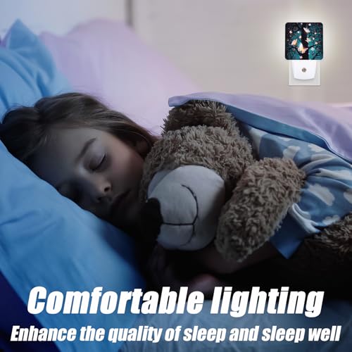 Image of Magical Butterflies Night Light,Forest Nightlight Plug into Wall,LED Lamp,Suitable for Bedrooms,Kitchens,Toilets,Etc.Auto Sensor Dusk to Dawn,Energy-Saving