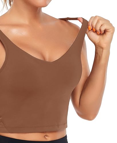Image of Oalka Sports Bra Womens Longline Padded Crop Yoga Tank Tops