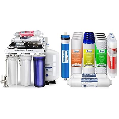 iSpring RCC7P-AK 6-Stage Reverse Osmosis System Under Sink with Alkaline Water Filter and Pump, pH+, 75 GPD, TDS Reduction, RO Drinking Water Filtration System & F19K75 2-Year Replacement Supply Set